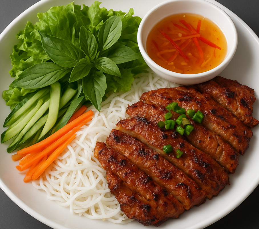 Delicious Bun Thit Nuong (Charbroiled Pork with Rice Noodles) at Mekong Restaurant in Calgary, AB